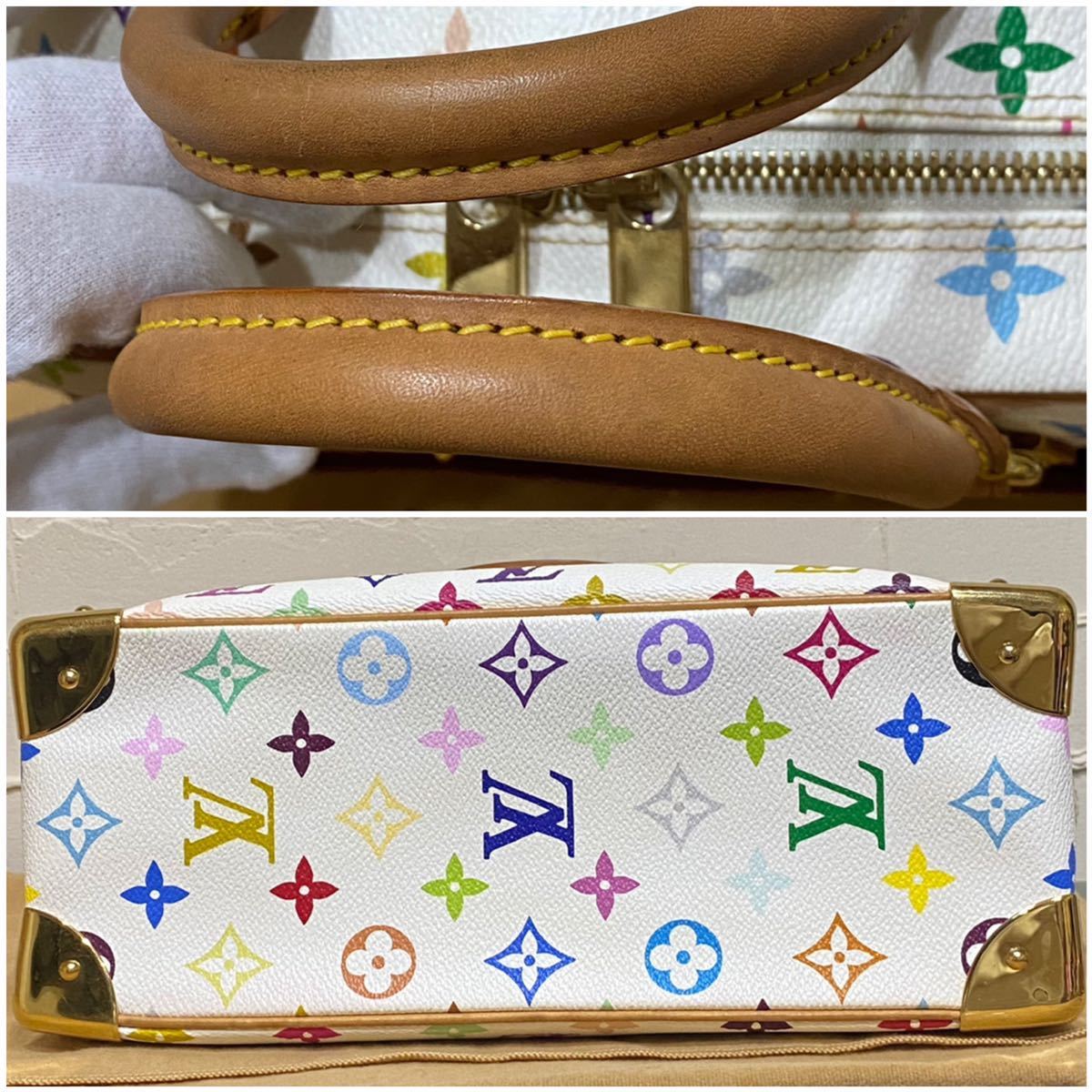 希少 良品 Louis Vuitton モノグラムライン マルチカラー ドーヴィル ハンドバッグ ヴィンテージバッグ レア 廃盤