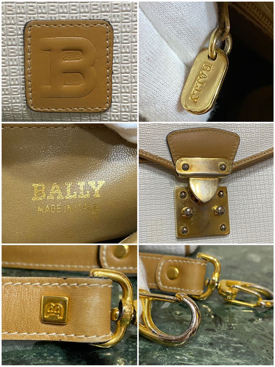 希少モデル 良品 OLD BALLY 2WAY ショルダーバッグ バイカラー Wフラップ ハンドバッグ ロゴ柄 PVC×レザー ヴィンテージバッグ 斜め掛け