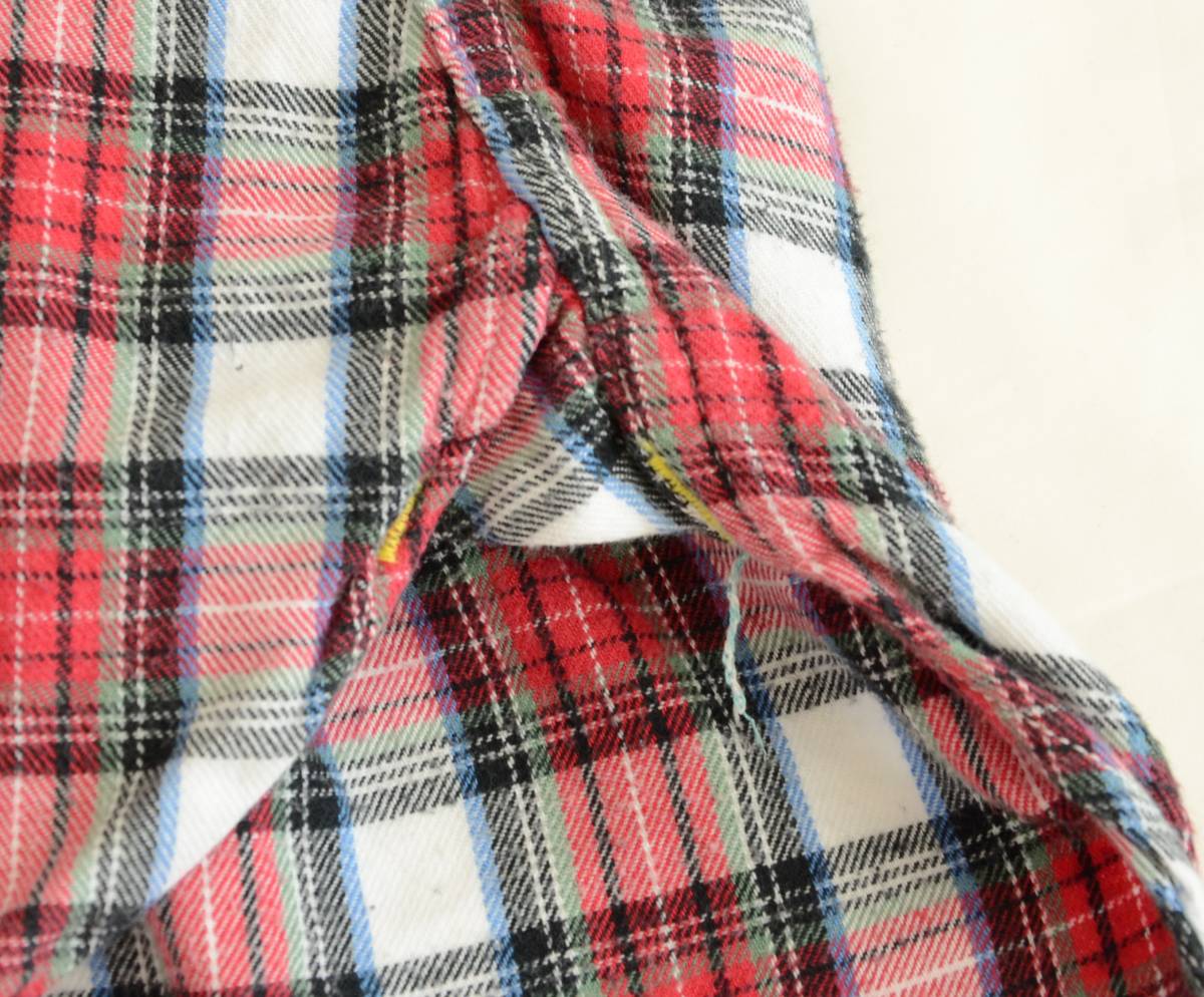 USA made POST OVERALLS post flannel shirt chin -stroke inset attaching size S red × white check 