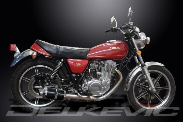 DELKEVIC スリップオンカーボンオーバルマフラー★YAMAHA SR500 1978-1999 225mm KIT03E2_画像3