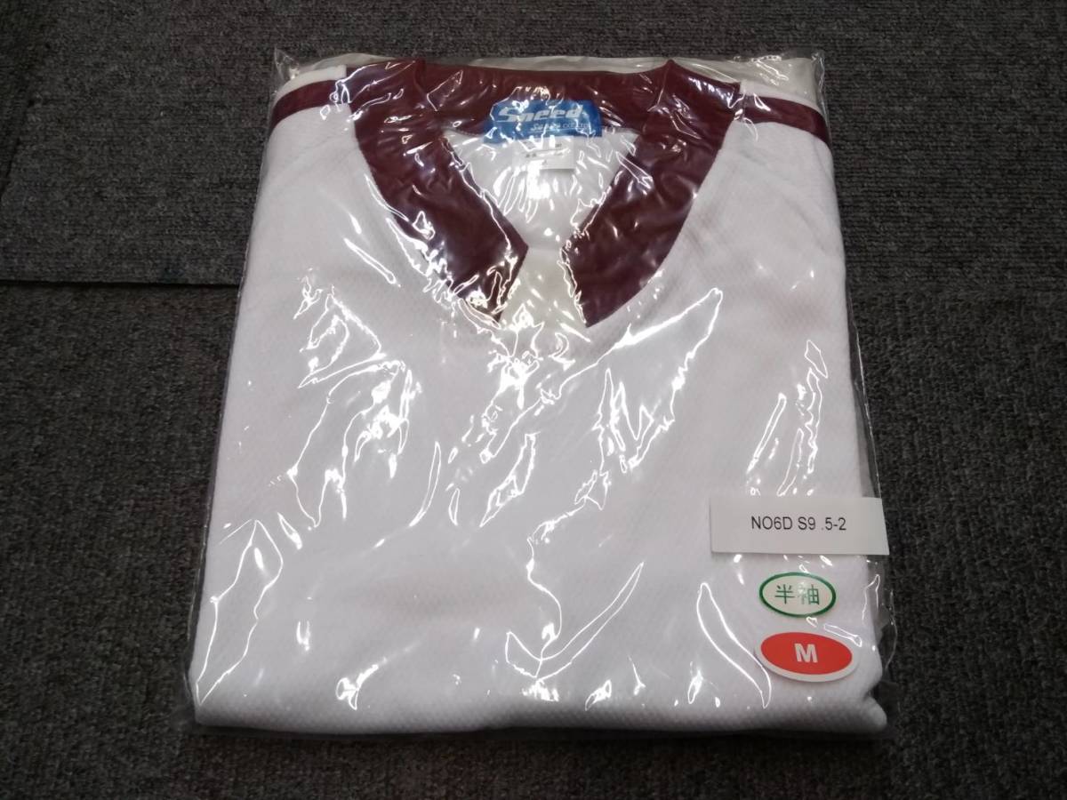  new goods short sleeves size M white × dark red *Sneed* short sleeves tore shirt * gym uniform * motion put on * training wear * sport wear *^12