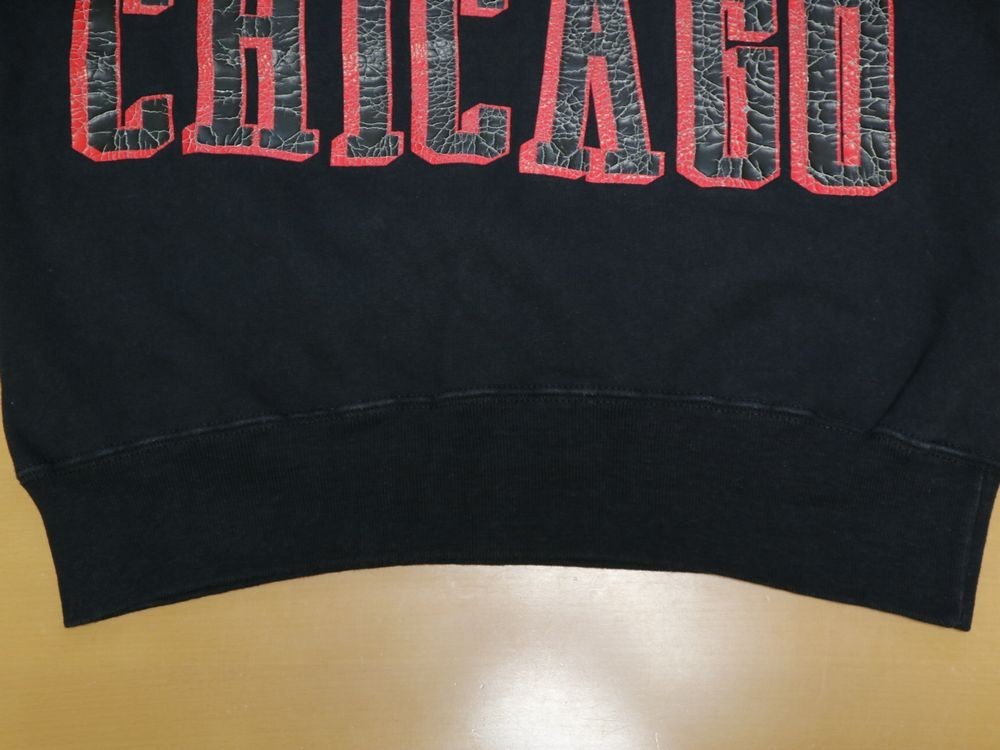 両面プリント! USA製 チャンピオン 80s NBA CHICAGO BULLS シカゴブルズ ビンテージ 前V スウェット 黒 ブラック US- L //_画像9