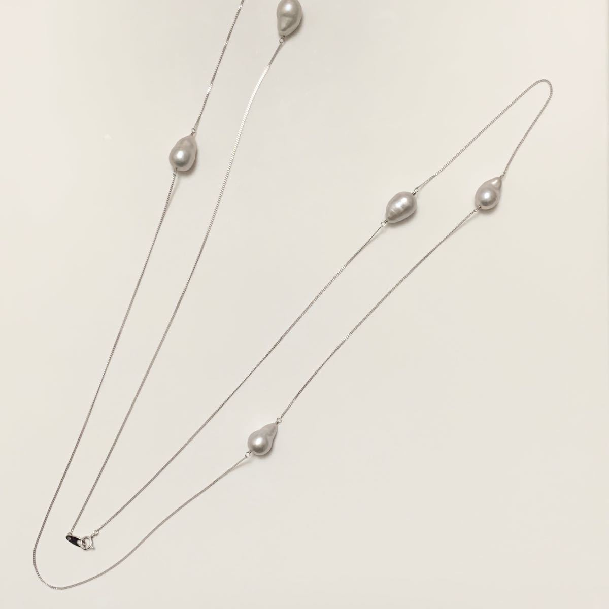 【定価38500】eteエテ|K10金WGホワイトゴールド 淡水パール ロングネックレス|105cm【即日発送】人気アクセサリー