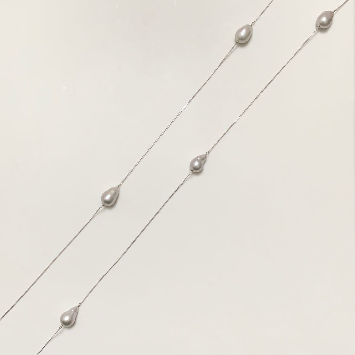 【定価38500】eteエテ|K10金WGホワイトゴールド 淡水パール ロングネックレス|105cm【即日発送】人気アクセサリー