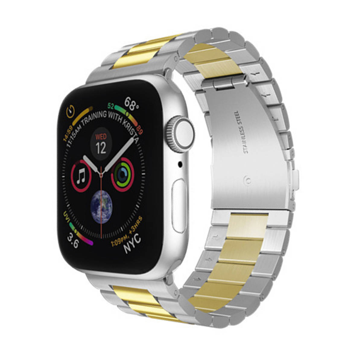 Apple Watch バンド シルバ ゴールド 41mm アップルウォッチ ベルト 41ミリ 金属 ステンレス 時計 バンド ビジネス風 高級 人気_画像1