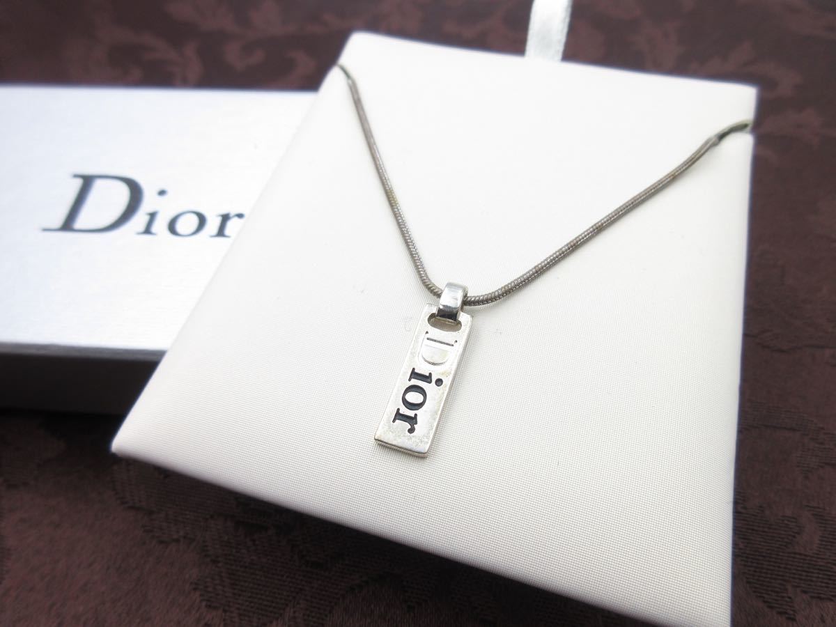 【希少】Christian Dior ネックレス プレート ロゴ クリスチャン ディオール ヴィンテージ アクセサリー レディース 結婚式 レア B29_画像1