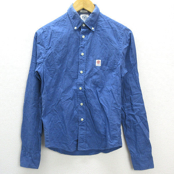 ◇ フランクリンマーシャル/FRANKLIN MARSHALL ALIMNI ボタンダウン 長袖シャツ【XS】紺/MENS/131【中古】_画像1