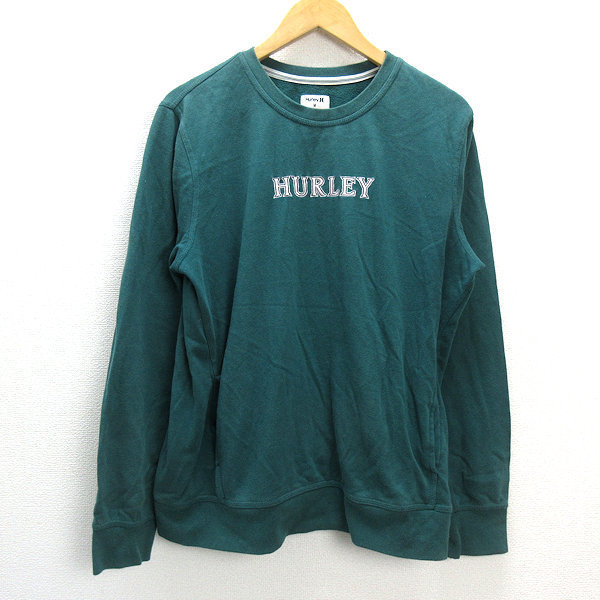 k■ハーレー/Hurley ロゴ刺繍 スウェットシャツ/トレーナー【M】緑/MENS■64【中古】_画像1