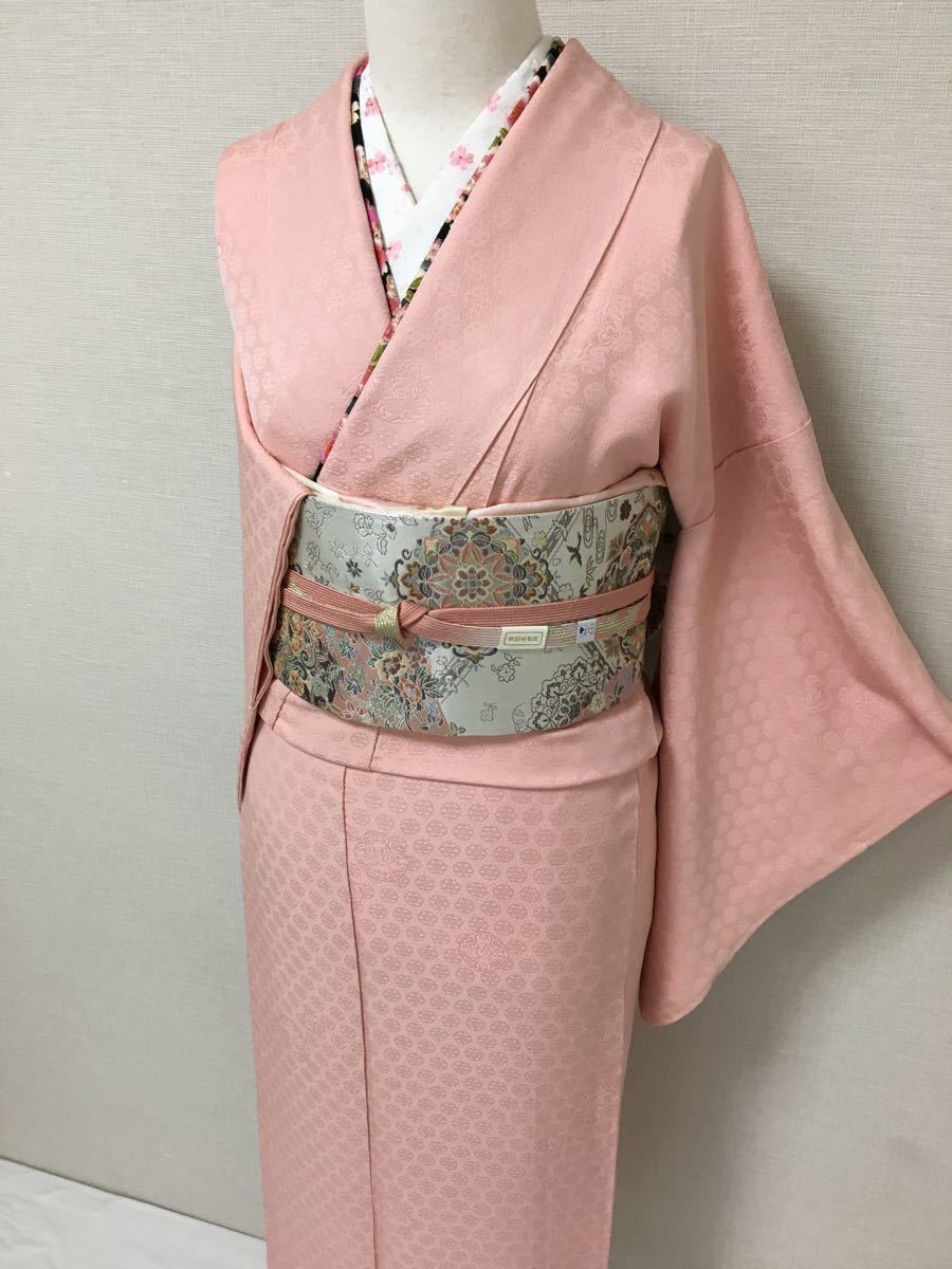 オリジナルデザイン手作り商品 正絹✿裄丈長め 訪問着と同格 色無地一