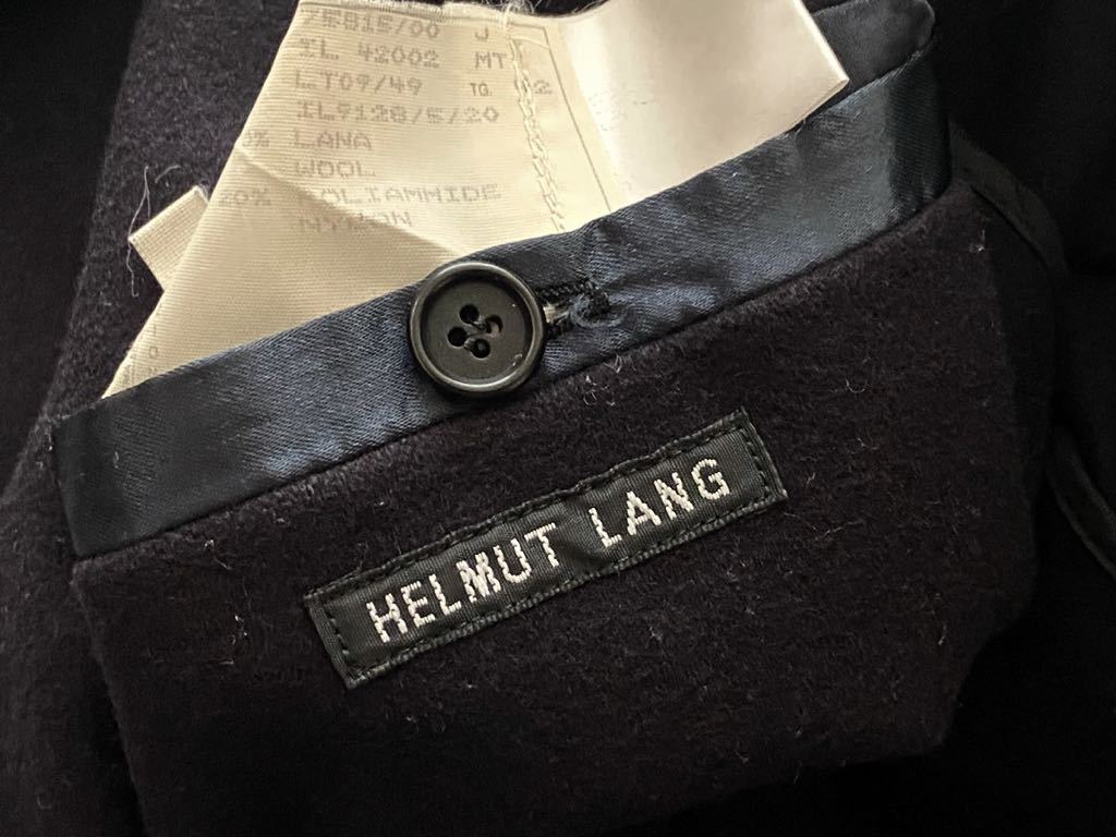 初期 HELMUT LANG size42 イタリア製ロングコート ネイビー 濃紺 ヘルムートラング ウールコート ダブル ９０年代 本人 アーカイブ_画像10