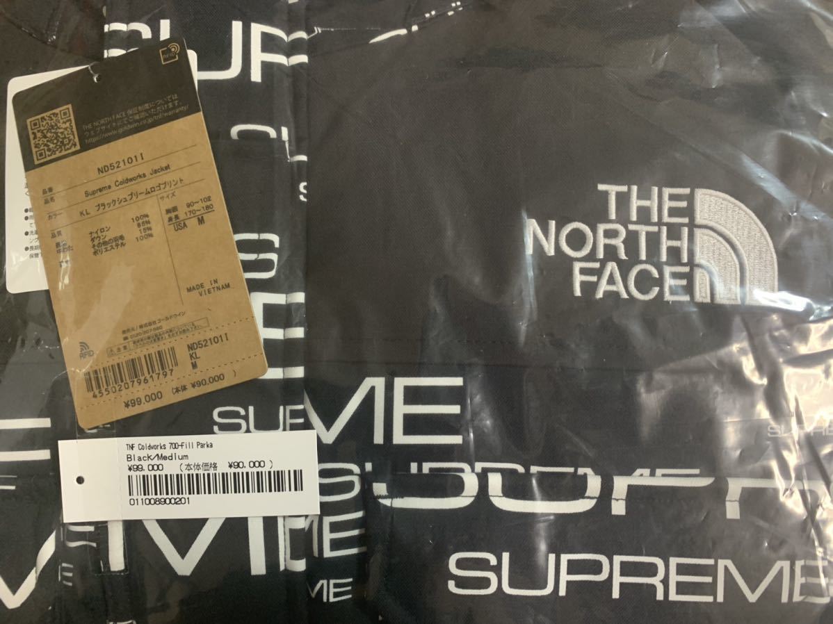 Supreme × The North Face 21FW Week9 Coldworks 700-Fill Down Parka Black Medium オンライン購入 国内正規,全タグ付 ダウン 黒 Mサイズ