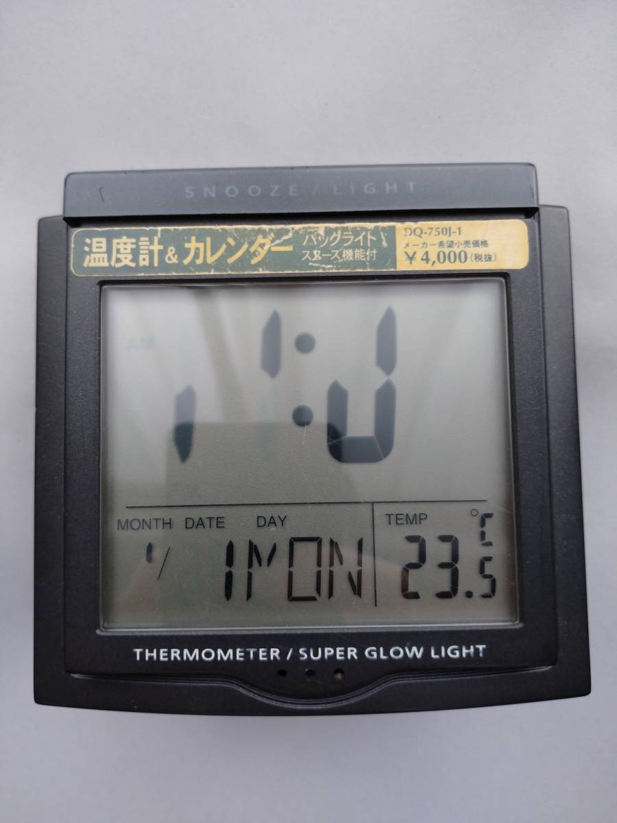 目覚まし時計 DQ-750J-1 温度計 カレンダー CASIO カシオ THERMOMETER SUPER GLOW LIGHT 時計_画像1