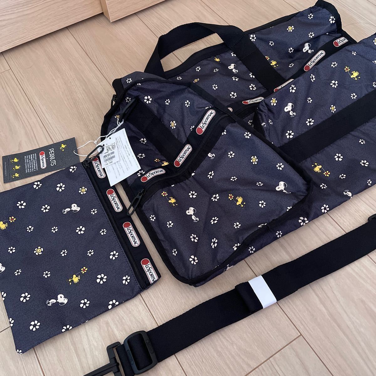 レスポートサック スヌーピーボストンバッグlargeポーチ付き