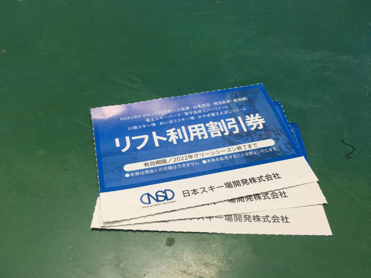 日本駐車場開発　株主優待　リフト利用割引券　3枚　ミニレター可_画像1