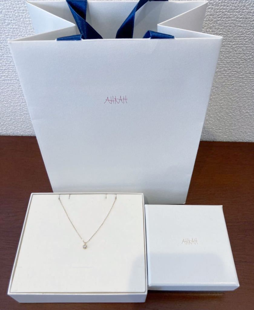  new goods regular goods AHKAH Ahkah tia necklace k18 yellow gold diamond box paper bag ribbon present necklace 