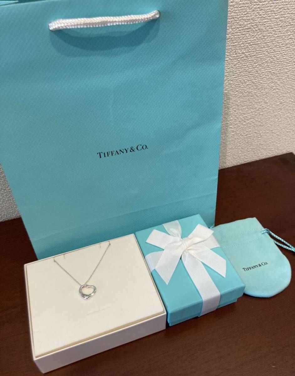 新品 未使用 正規品 ティファニー tiffany&co ネックレス ピンクサファイア 5粒 オープンハート シルバー ケース 巾着 紙袋 リボン ハート