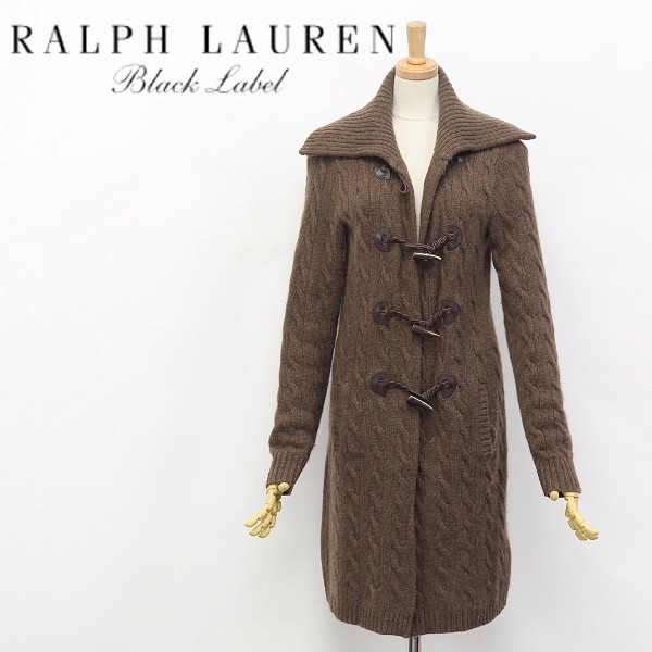 国内正規品◆RALPH LAUREN BLACK LABEL/ラルフローレン ブラックレーベル トグル釦 ケーブル編み カシミヤ ニット ロング カーディガン M