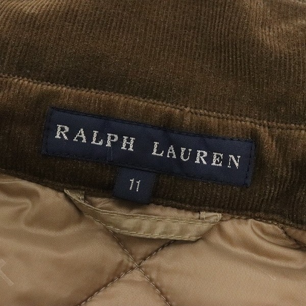 【T588】国内正規品◆RALPH LAUREN/ラルフローレン コーデュロイ襟 キルティング 中綿 コート ベージュ系 11_画像7