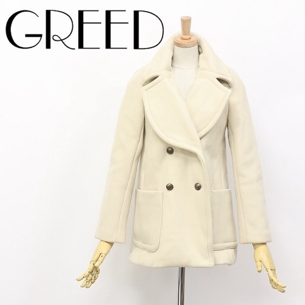 新品◆GREED International/グリード ウール Pコート ダブルブレスト アイボリー系 S_画像1