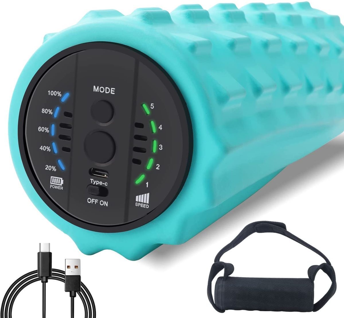■新品■COOBST 振動フォームローラー 電動フォームローラー 5段階強度切替 充電式 バッテリー内蔵 高耐久 EVAフォーム ソリッドコア