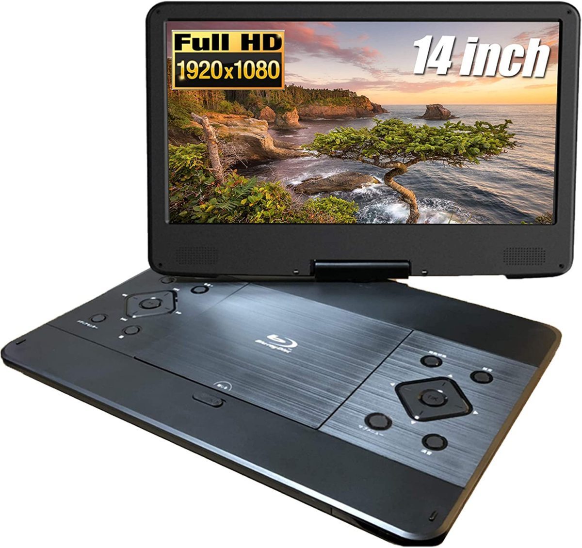 新品ポータブル ブルーレイプレーヤー ポータブルdvdプレーヤー フルハイビジョン 簡単操作 大画面で使いやすい 首振り機能 BD/DVD/CD ポータブルビデオプレーヤー プレーヤー DVDプレーヤー