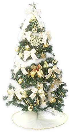 【国内配送】 ■新品■クリスマス屋 クリスマスツリー 120cm LED 飾り付 ゴールドアイボリー クリスマスツリーセット ntc 100cm未満