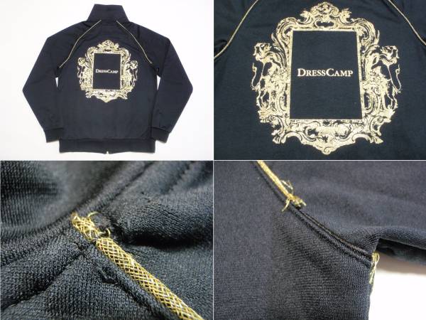 USED ドレスキャンプ DRESSCAMP 金ロゴ刺繍ZIP UPジャージJKT Sサイズ_画像3