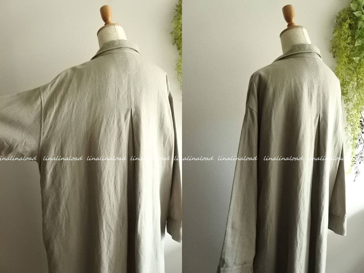  eko Logo ECOLOCO* firmly 9 count Vintage linen low b coat feather woven beige LL~3L One-piece remake goods beautiful goods 