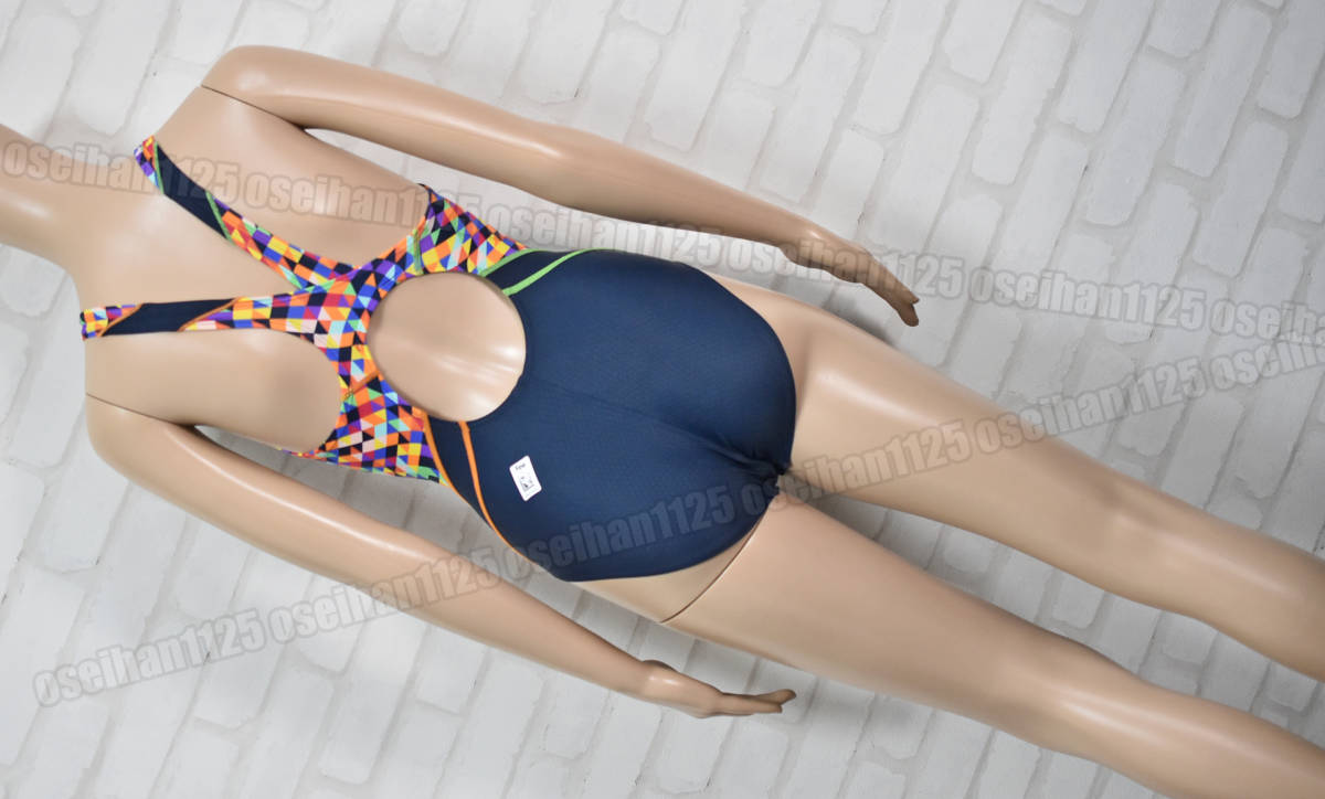 ARENA アリーナ ARN-7076W AQUARACING アクアレーシング UROKOSKIN ウロコスキン FINA 女子競泳水着 ネイビー オレンジ サイズS_画像2