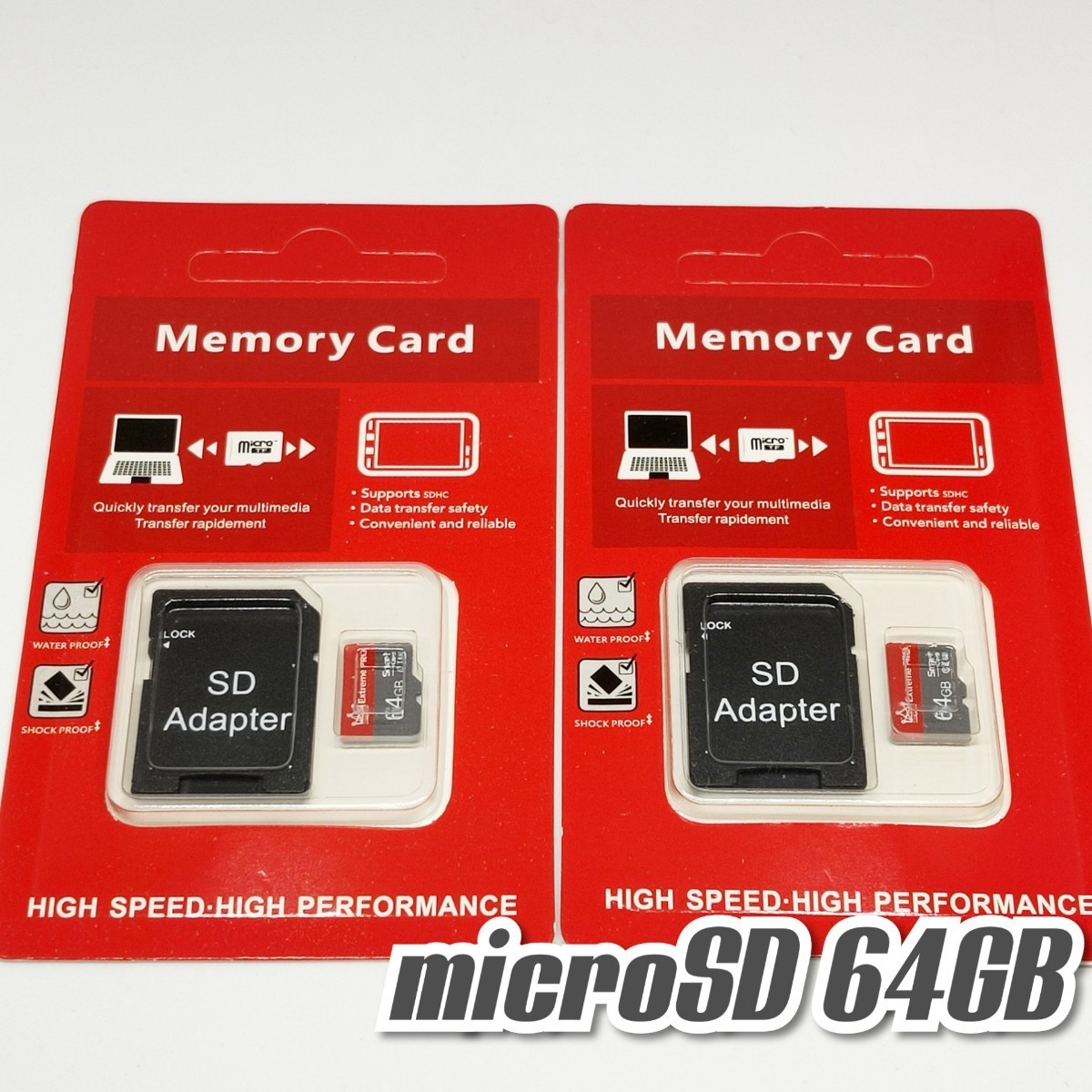 マイクロSDカード 64GB 2枚 class10 UHS-I対応 microSD EXTREME PRO RED-GRAY