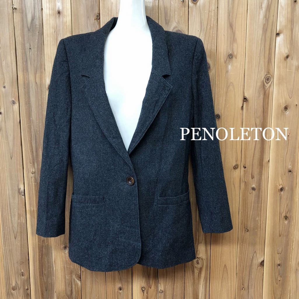 MISS PENDOLETON＊USA製 /ペンドルトン 長袖 ウールジャケット テーラードジャケット シングル ボタン１つ 無地 USA古着 レディース8_画像1