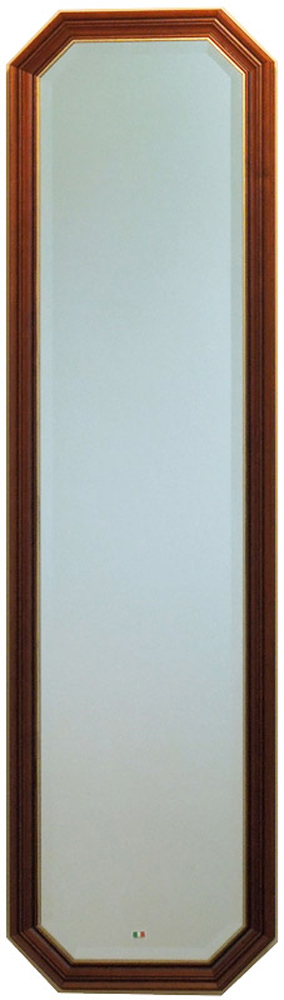 【2022春夏新作】 壁掛け鏡 IE-58 W375×H1373 (ブラウン・ゴールド）八角形 （木製フレーム）シンプル JHAアンティーク風水ミラー イタリア製 姿見 壁掛け式