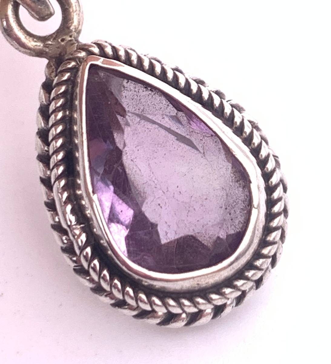  natural stone amethyst ( purple crystal )silver925 top /HANDMADE-A24