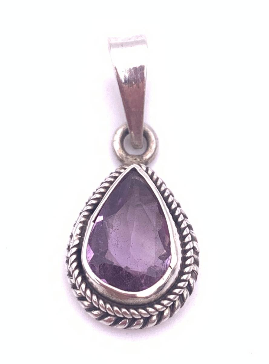  natural stone amethyst ( purple crystal )silver925 top /HANDMADE-A24