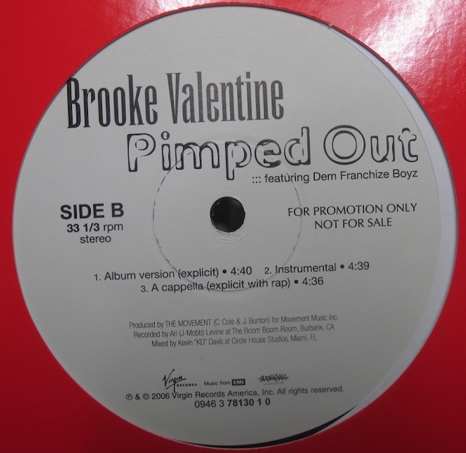 BROOKE VALENTINE - PIMPED OUT featuring DEM FRANCHIZE BOYZ US PROMO 12インチ (宣材 : ポスター付き) 未使用新品 (VIRGIN / 2006)_画像5