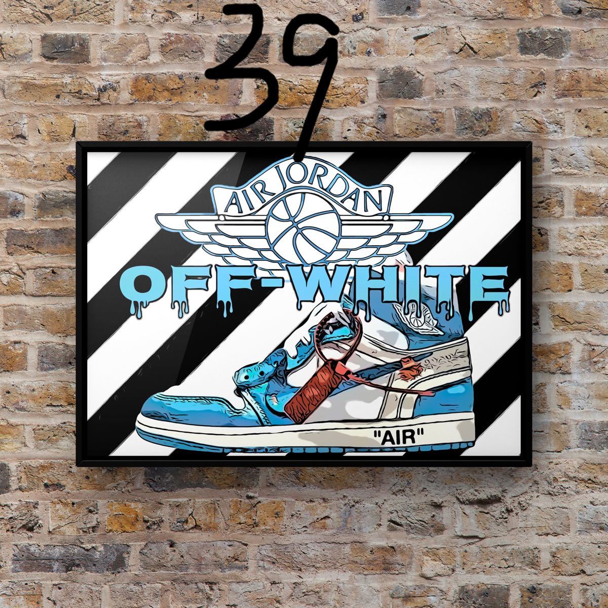 OFF-WHITE AIR JORDAN1オフホワイトエアジョーダン1 オマージュアートポスター(フレーム付き)