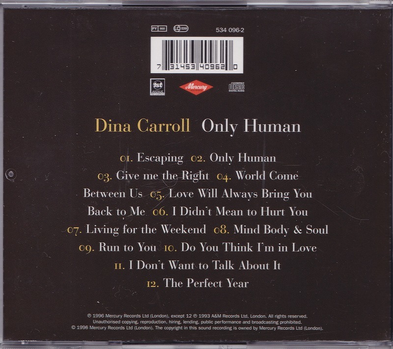 DINA CARROLL / ディナ・キャロル / ONLY HUMAN /EU盤/中古CD!!50245_画像2