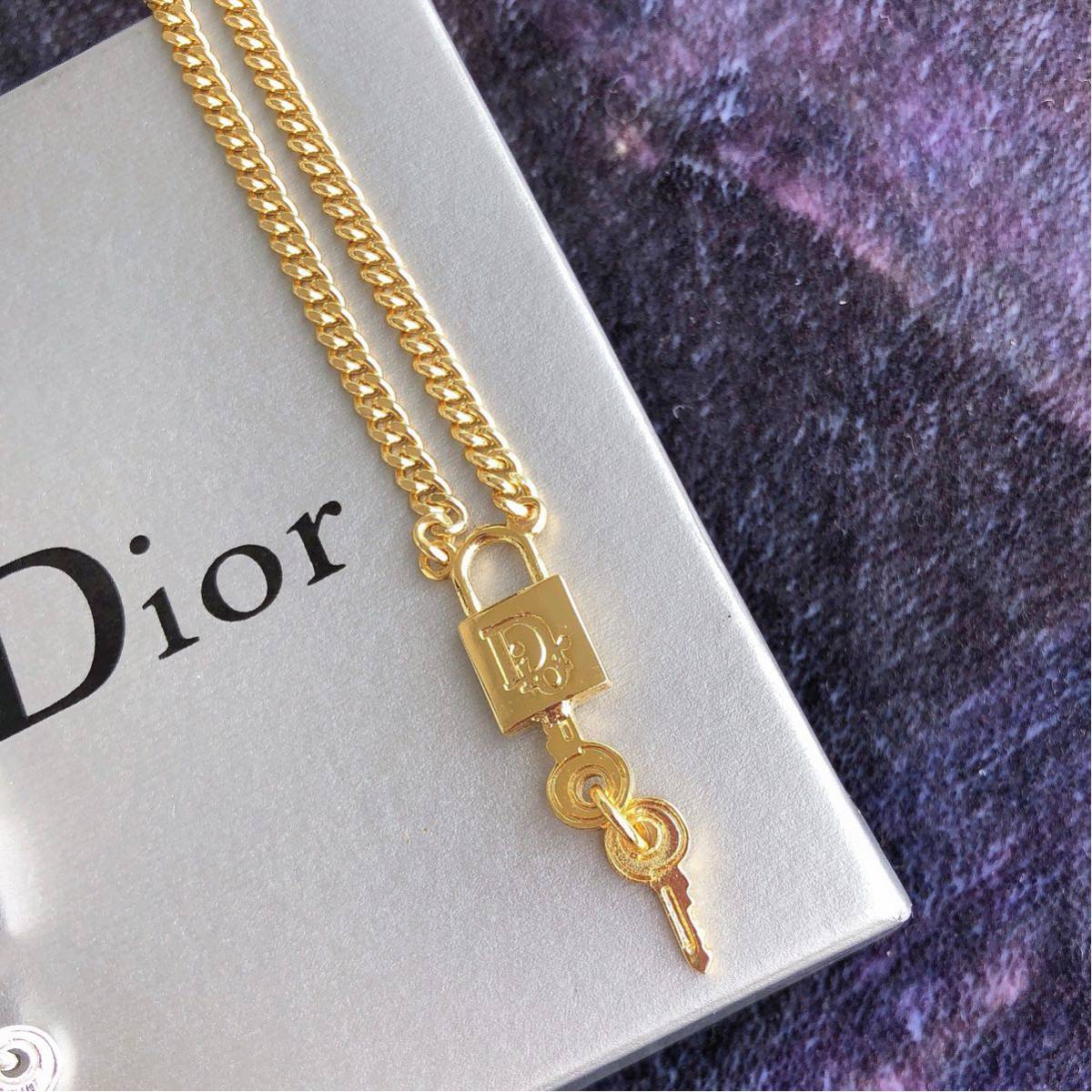 Christian Dior クリスチャンディオール カギ 鍵 南京錠 カデナ ネックレス ゴールド ブレスレット シルバー セット 未使用品