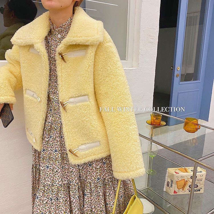 BAL FAUX SHEARING DUFFLE COAT イエロー 正規版
