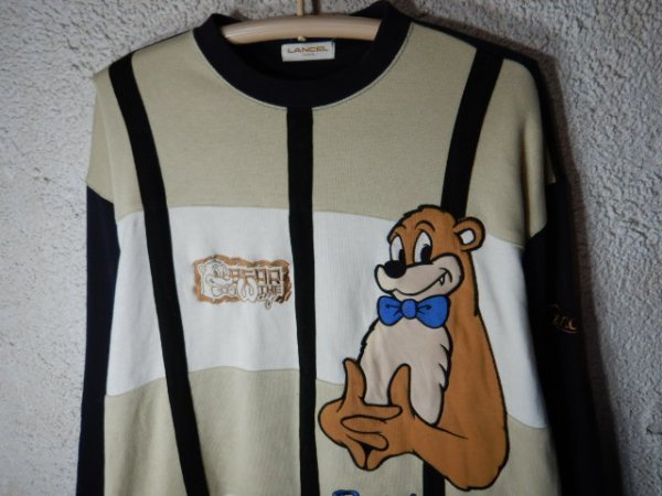 to4146 редкость LANCEL Lancel сделано в Японии retro vintage Vintage Bear the Way вышивка дизайн футболка длинный рукав популярный 