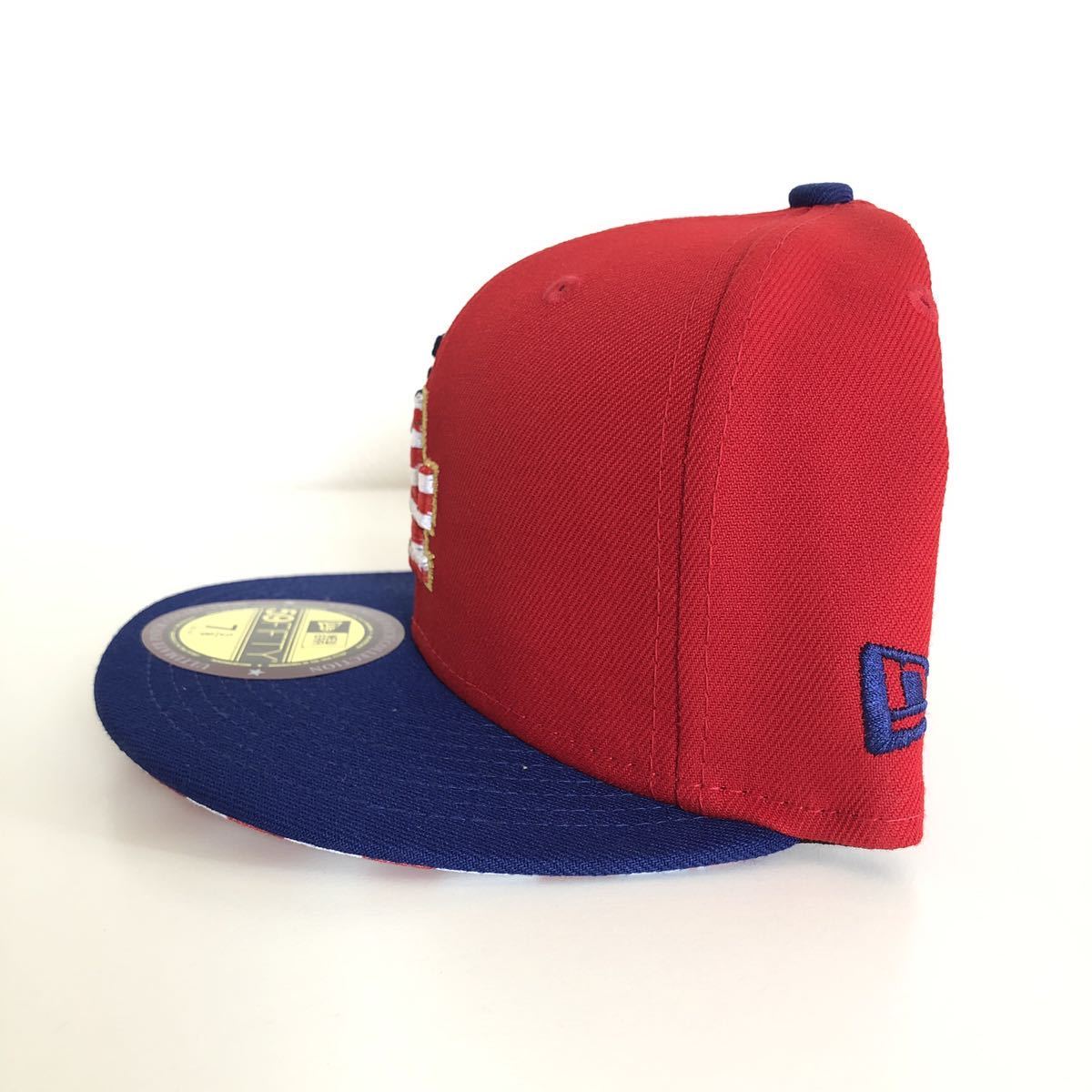 新品 限定モデル New Era ツバ裏 星条旗 59FIFTY LA Dodgers Red Cap Flag Under Visor Brim 7 3/8 58.7cm ニューエラ キャップ ドジャース_画像4