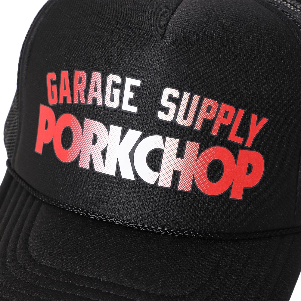 新品【PORKCHOP GARAGE SUPPLY BLOCK LOGO CAP BLACK ポークチョップガレージサプライ ブロック ロゴ キャップ メッシュキャップ 黒】_画像2