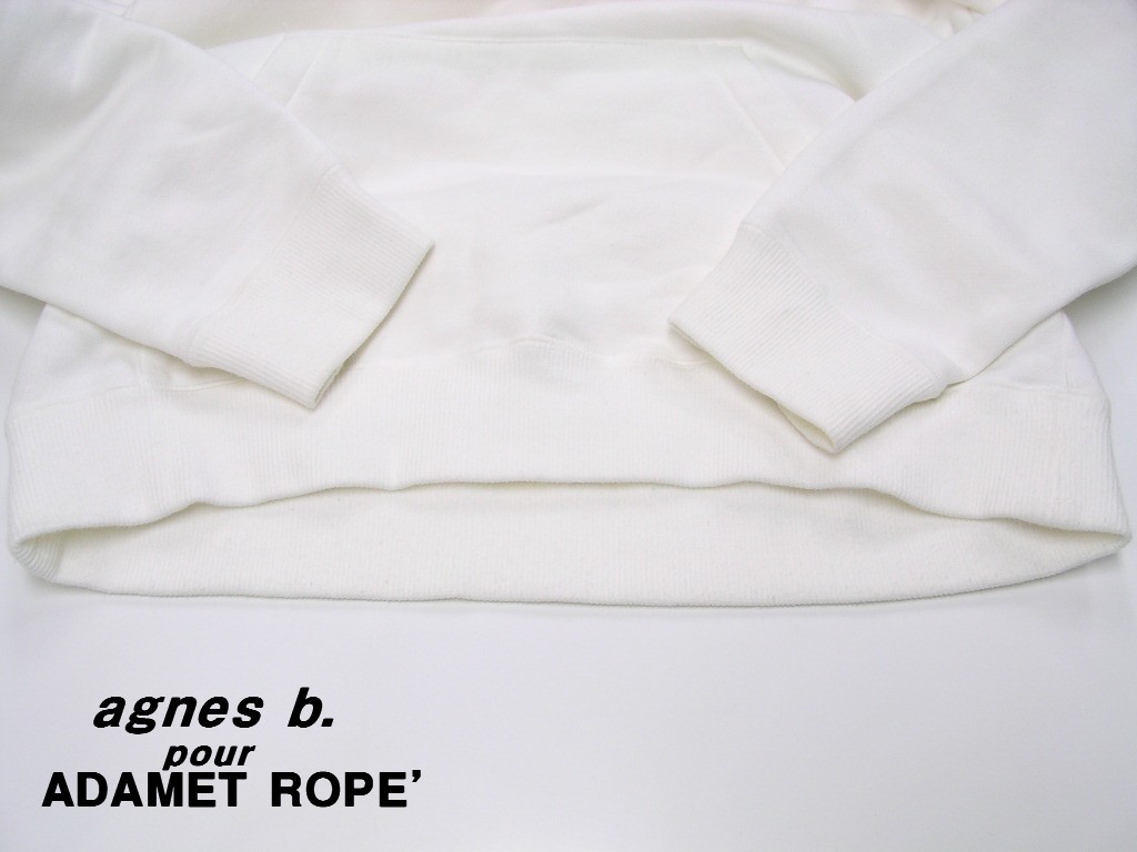 S【agnes b. pour ADAM ET ROPE' SWEAT PARKA (BOX LOGO) White アニエスベー アダム エ ロペ ボックスロゴ スウェットパーカー】_画像3