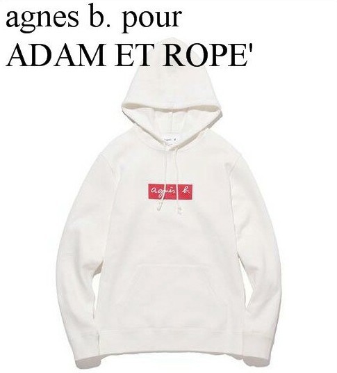 S【agnes b. pour ADAM ET ROPE' SWEAT PARKA (BOX LOGO) White アニエスベー アダム エ ロペ ボックスロゴ スウェットパーカー】_画像1