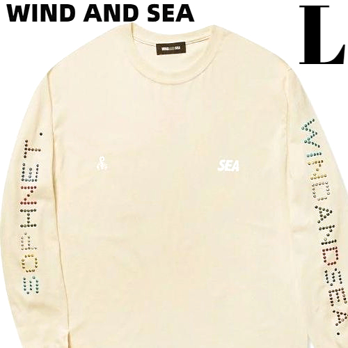 L 新品【SOPHNET. × WDS (LINE STONE) L/S T-SHIRT / BEIGE (SPNT-03) ソフネット X ウィンダンシー ロンＴシャツ ラインストーン】