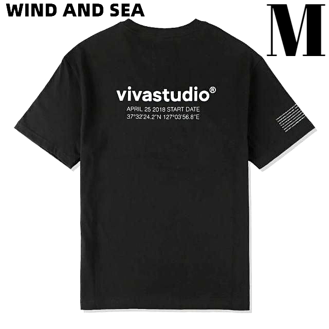 M【WIND AND SEA VIVASTUDIO X WDS BOX LOGO T-SHIRT / BLACK (VIVA-02) ビバスタジオ X ウィンダンシー ボックスロゴ Tシャツ ブラック】