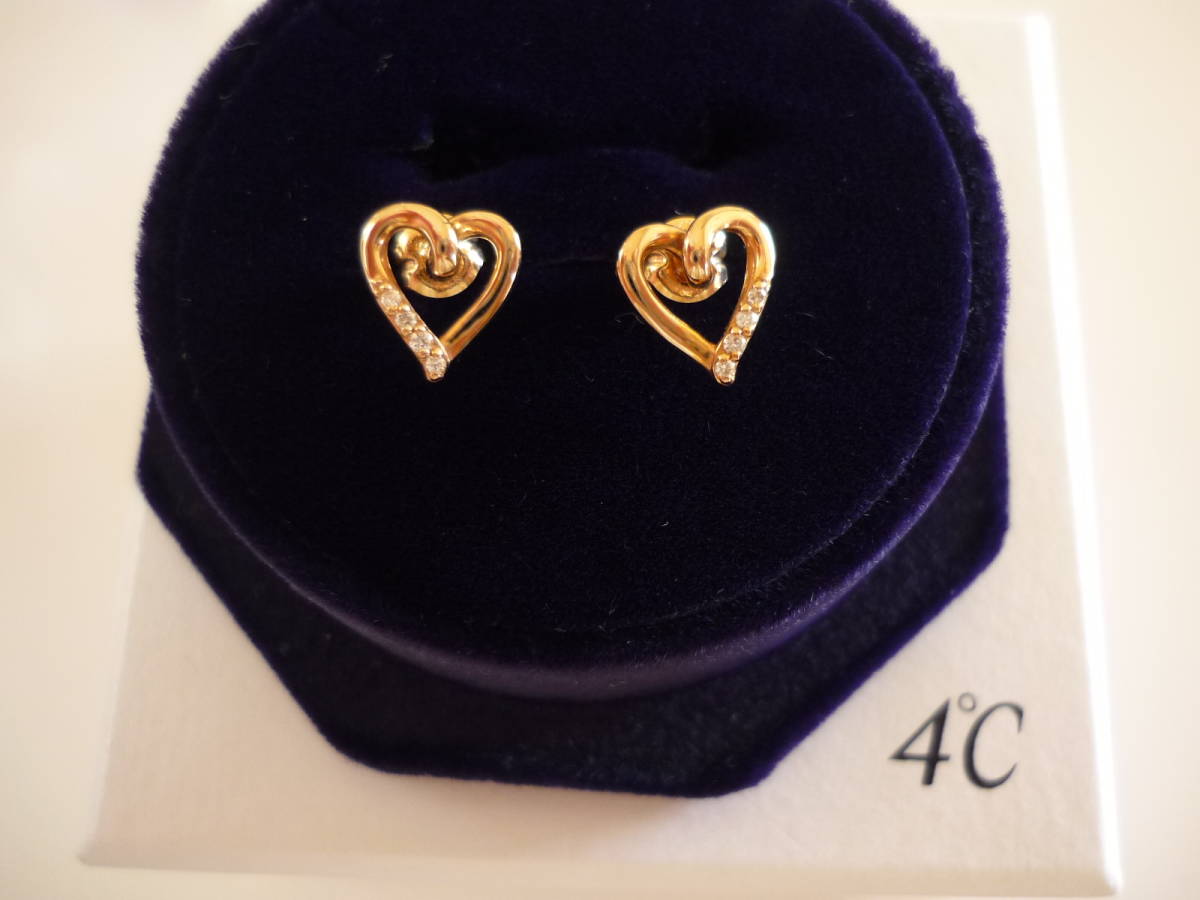 4*C K18PG diamond Heart серьги ювелирные изделия BOX есть 18 золотой розовое золото dia K18 повторный снижение цены 