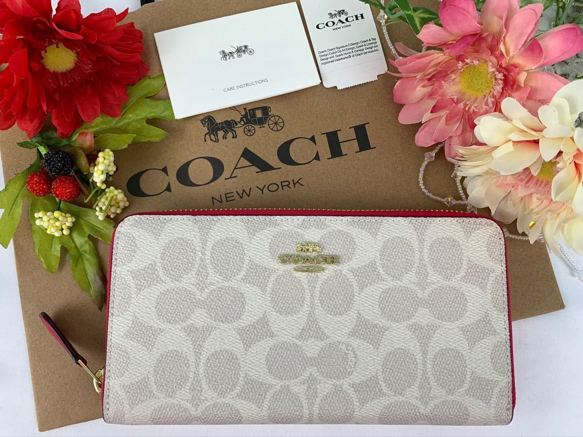 COACH コーチ 長財布 シグネチャー バイカラー ピンク bskampala.com