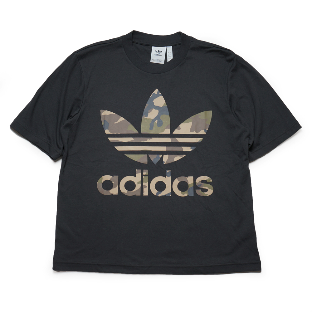 新品 アディダス 迷彩 トレフォイル Tシャツ S チャコールグレー adidas camo ロゴ カモ_画像1