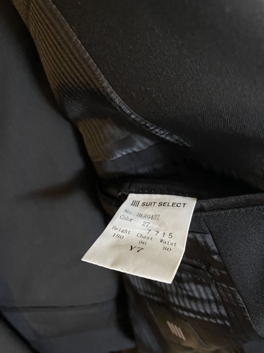 SUIT SELECT 2釦シングルスーツ 0タック/ブラック×ソリッド/SUPER TOUGH 100's